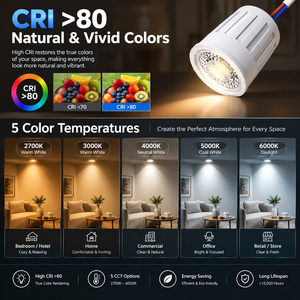 9W ดาวน์ไลท์ LED โมดูลพลาสติกหุ้มอลูมิเนียม AC 230V 950-1000LM หรี่แสงได้ ไม่กระพริบ 60 องศา 15 ชิ้น SMD 2835 9W หรี่แสงได้ LE - Product Image 4