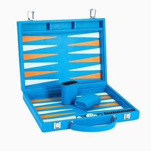 <strong>Personalised</strong> Suede Interior Leather Backgammon Board Handmade Colorful PU Leather Backgammon Kid Adult Gift Board Game - Product Image 1