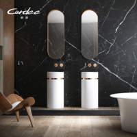 Lavabo autoportant en pierre artificielle de luxe moderne, forme ronde, surface solide, lavabo sur pied, drain inclus