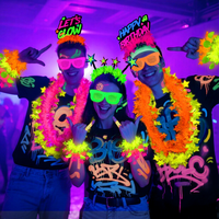 Collier fluorescent néon Pafu pour fête de carnaval, collier de fête qui brille dans le noir, collier guirlande de paillettes