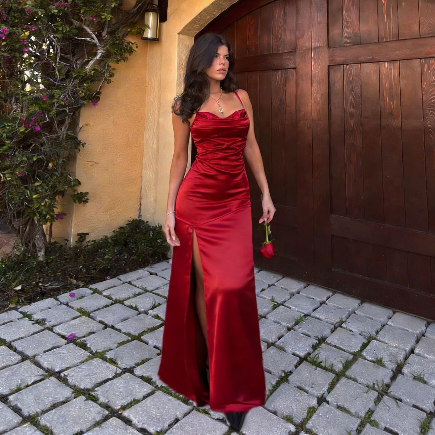 open lace back dress Two Pieces Burgunday Prom Dress Bridal Party Dresses US0 / Custom Color