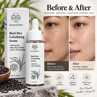 Sérum Visage Exfoliant au Riz Noir Fermenté, Niacinamide, AHA, BHA, Affinant les Pores, Contrôle du Sébum, Lissant, Éclaircissant et Illuminateur