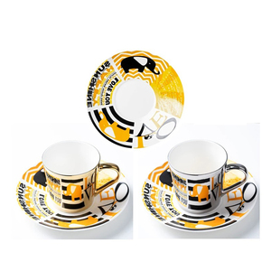 Sinh Thái Thân Thiện Với Cốc Cà Phê Gốm Độc Đáo Mạ Điện Phản Chiếu Gương Cup Và Chiếc Đĩa Đặt Sứ - Product Image 3