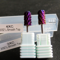 Fraise à ongles en carbure violet 4XC 3XC, 3/32 po, à bout rond lisse et forme baril large, pour manucure, pédicure et acrylique