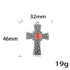 Stainless Steel <b>Cross</b> Pendant With Red Eye Bezel Setting For <b>Men</b> And Women Gift Jewelry 231001 - Product Image 3