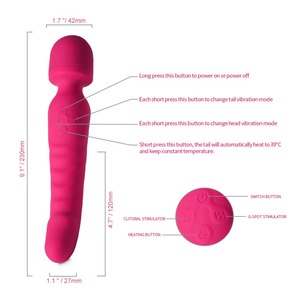 Baguette de Massage pour femmes, outil sexuel, pour lesbiennes, japonais, pour masturbation, jouet sexuel, chauffage, Double tête, vibrateur magique, bâton AV - Product Image 4