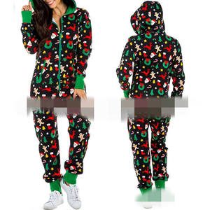 Navidad mujeres hombres <span class=keywords><strong>mono</strong></span> <span class=keywords><strong>pijama</strong></span> cuerpo completo árbol de Navidad estampado cremallera frontal familia <span class=keywords><strong>pijama</strong></span> a juego conjunto - Product Image 3