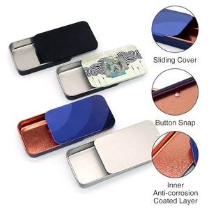 Fabrika fiyat Mini küçük dikdörtgen <span class=keywords><strong>Metal</strong></span> teneke kutu 80X50X15Mm geri dönüşümlü sürgülü kapak nane şekeri zanaat kullanımı için - Product Image 3