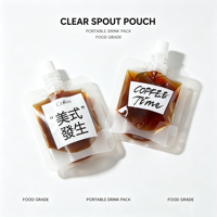 Pochette transparente portable de qualité alimentaire avec bec verseur et bouchon à vis pour café, jus et emballage de boissons à emporter