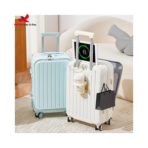 RTS Bulk New Style ABS Hard Shell 4-Wheel Spinner <b>Suitcase</b> Multi-function PC Cup Holder Front Opening USB Charging Lock Drawbars - Product Image 1