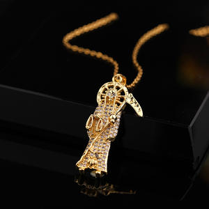 Joyería de moda Collar Encantos 18K Dijes De Oro Laminado Chapado en oro Colgante religioso San Judas Tadeo Jude Santa Muerte - Product Image 3
