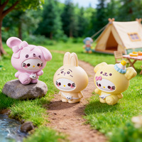 Ornement miniature en résine, lapin et ours de dessin animé, avec accessoires de tête créatifs, petite mignonne, pour décoration DIY maison, voiture et bureau, adorable et petit.