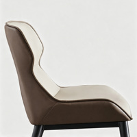 Chaise de salle à manger moderne en cuir synthétique bicolore, chaise d'appoint avec pieds en acier carbone pour salle à manger, cuisine, appartement