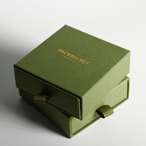 PackSecret High Quality Cardboard Green <b>Paper</b> Ring Earring Necklace Pendant Bracket Set Jewelry Packaging Drawer Box with Logo - Product Image 4