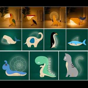Lampes de chevet LED Animaux en bois charmants - Product Image 5
