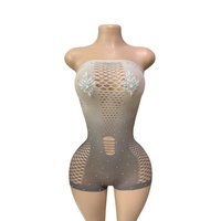 Combinaison de danse de scène W.E.Sparkly avec strass pour femmes, tenue de danseuse exotique, tenue de strip-teaseuse, combinaison de pole dance