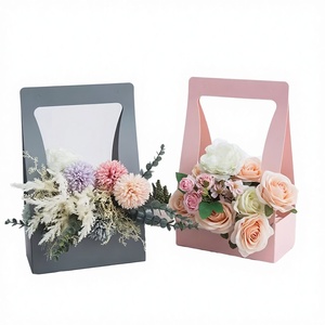 Hand-held Square <b>Art</b> Paper Flower Baskets Festival Gift Boxes <b>Folders</b> Packaging for Fresh Flower Arrangements - Product Image 3