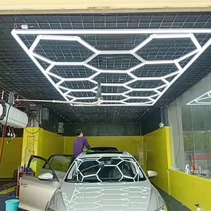 Zeshoekige Led Licht Voor Auto Showrooms Auto Detaillering Tuning Workshop Honingraat Led Licht Led Hex Garage Lampen Voor Kantoor