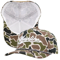 Gorra de Béisbol OEM Duradera Personalizada de 5 Paneles, Impermeable y Transpirable, con Diseño de Camuflaje, Correa de Cuerda y Logotipo Bordado para Deportes al Aire Libre
