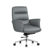 Chaise de bureau de luxe en cuir à dossier moyen, ergonomique, pivotante, réglable en hauteur, avec base chromée, pour usage domestique ou professionnel, personnalisable