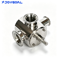 Vanne rotative sanitaire pneumatique 3 voies en acier inoxydable SS304 316L, raccord Tri-Clamp DN25 à DN100, à passage pleine longueur, pour l'industrie agroalimentaire
