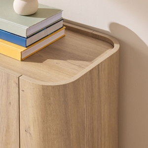 Credenza in Stile <span class=keywords><strong>Legno</strong></span> <span class=keywords><strong>Naturale</strong></span> con Impiallacciatura in Rovere Chiaro, Design Piatto, Cassettiera, Mobile d'Ingresso, Supporto TV, Mobile Contenitore - Product Image 3