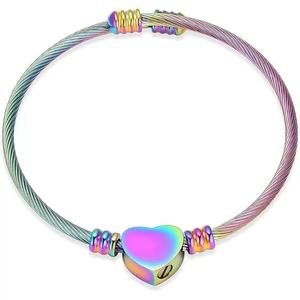 Stainless Steel Heart Shape Ashes Bangle <b>Memorial</b> Keepsake <b>Bracelet</b> Silver Tone Funeral Gift - Product Image 2