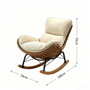 Fauteuil à bascule en cuir <span class=keywords><strong>Letao</strong></span> Tao avec motif pied-de-poule, design moderne, meubles confortables pour le salon - Product Image 6
