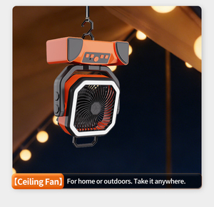 Ventilador de Camping Multifuncional Profesional para Exteriores con Luz, Batería Recargable, 4 Velocidades, Oscilante y Portátil - Product Image 4