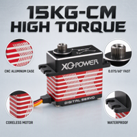 Nouveau Servo Numérique Sans Noyau XQ-POWER XQ-S8215D 2026, Ultra Rapide 0.07s, 15kg.cm, Haute Tension 8.4V, Léger 49g pour Hélicoptère RC et Robot