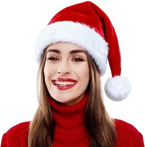 Chapeaux de Père Noël classiques adaptés à l'extérieur, chapeau de Noël rouge pour la fête, décoration de Noël - Product Image 4