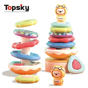Gran oferta de juguetes apilables Montessori de dibujos animados para niños y bebés, música educativa temprana, cognición, emparejamiento de arcoíris, clasificación de juguetes para niños - Product Image 1