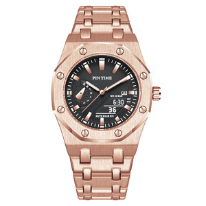Montre pour homme - Montre bracelet en acier style sport business - Montre pour homme haut de gamme, résistante à l'eau, avec boucle octogonale - Product Image 2
