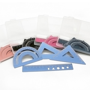 Ensemble de 4 règles en alliage d'aluminium de 15 cm, outils mathématiques en métal pour le dessin et les examens, en boîte - Product Image 1