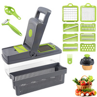 Mandoline de Cuisine Multifonctionnelle 15-en-1 à Vente Chaude, Coupe-Oignon Manuel, Hachoir à Légumes, Dégraisseur de Légumes