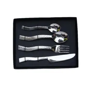 Ensemble de couverts en acier poli miroir de haute qualité, manche incurvé, couverts plats en acier inoxydable pour hôtel, restaurant, usage domestique - Product Image 1