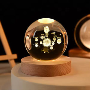 Creative Crystal Ball Universe Series Night <b>Light</b> Solid Wood Base Luminous Crystal Led <b>Light</b> Small Ornament - Product Image 1