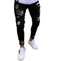 Jeans élégants hip hop de style streetwear, pour hommes, à fermeture éclair amincissante, avec des figurines coniques, en stock, livraison directe