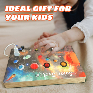 Interruttore elettronico a Led <span class=keywords><strong>attività</strong></span> di viaggio fisico occupato bordo bambini educazione precoce in legno bambino Montessori giocattoli per ragazzi e ragazza - Product Image 5