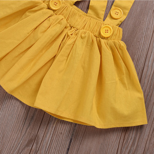Toddler <b>Baby</b> Girl Clothes Casual Polyester/Cotton Flutter Short Sleeve Bowknot Shirt Overall Skirt <b>Headbands</b> 3pcs Outfits Set - Product Image 6