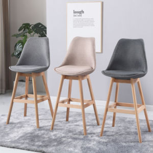 Tabourets de meubles commerciaux modernes avec chaise de bar haute en bois rembourrée à la main en acier inoxydable + tissu de velours Morden - Product Image 3