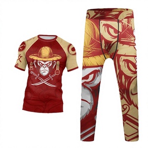 ชุดกีฬาเด็กผู้ชาย UPF50 ระบายอากาศ ป้องกันแบคทีเรีย สำหรับ BJJ พิมพ์ลายแบบ Sublimation เต็มตัว เสื้อรัดรูปออกกำลังกาย กางเกงเลกกิ้ง - Product Image 3