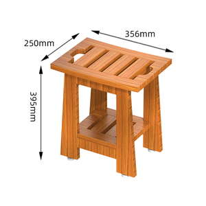 Tabouret <span class=keywords><strong>de</strong></span> <span class=keywords><strong>salle</strong></span> <span class=keywords><strong>de</strong></span> <span class=keywords><strong>bain</strong></span> en teck au design moderne, <span class=keywords><strong>banc</strong></span> <span class=keywords><strong>de</strong></span> douche durable et résistant à l'eau avec étagère inférieure antidérapante - Product Image 6