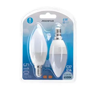 Lampadina LED C37 E14 6W - Confezione da 2, Efficiente, Luce Calda, Ideale per Illuminazione Decorativa e Ambienti Accoglienti. - Product Image 2