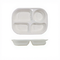 Plateau de service pour restauration rapide, 5 compartiments, céramique écologique, plateau carré pour dîner, compartiment à nourriture à motifs pour restaurants
