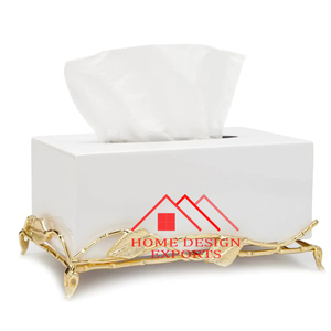 Soporte de caja de pañuelos con Base de hojas de flores de diseño para centros de mesa de boda soporte de papel higiénico hecho a mano y fundido superventas - Product Image 1