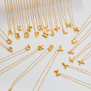 MS 2024 Venta caliente 18K chapado en oro de acero inoxidable Punk Chunky <span class=keywords><strong>Bubble</strong></span> Capital inicial letra colgante collar para fiesta - Product Image 5