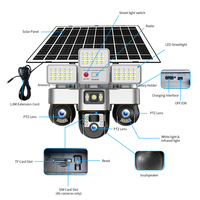 Lampadaire solaire avec surveillance par trois caméras, vision nocturne infrarouge, 360 degrés sans angle mort, charge par panneau solaire, 3 écrans