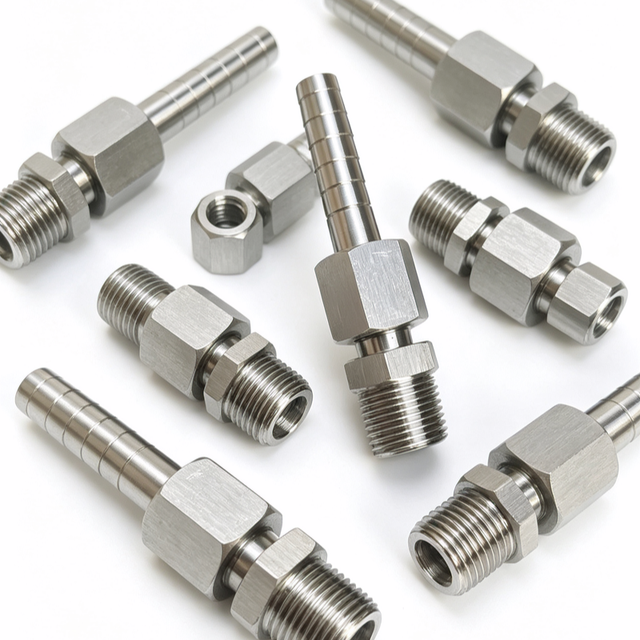 Stainless Steel Hydraulic Hose Fitting, Male Thread Hose Barb Adapter, CNC Machined Pipe Connector for Hydraulic System