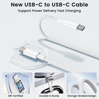 Chargeur rapide PD 20W Type-C ignifuge et écologique avec câble tressé pour tablettes iPad Pro/Air/Mini Blanc